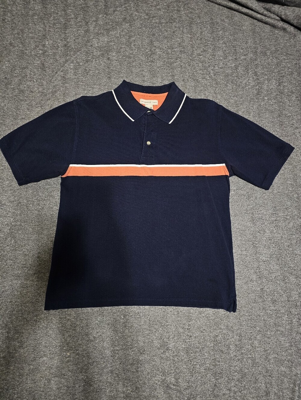 Preswick & Moore Navy Striped Polo Shirt Large